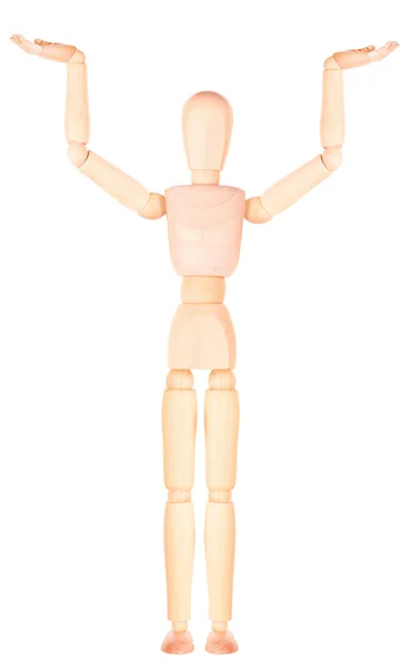 Wooden Dummy with empty hand holding — Stock Photo, Image