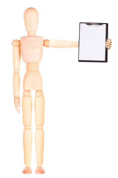 Wooden Dummy dealer getting the signatur — Stock Photo, Image