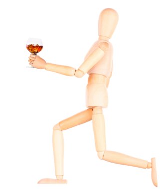 konyak veya brendi ile tahta kukla