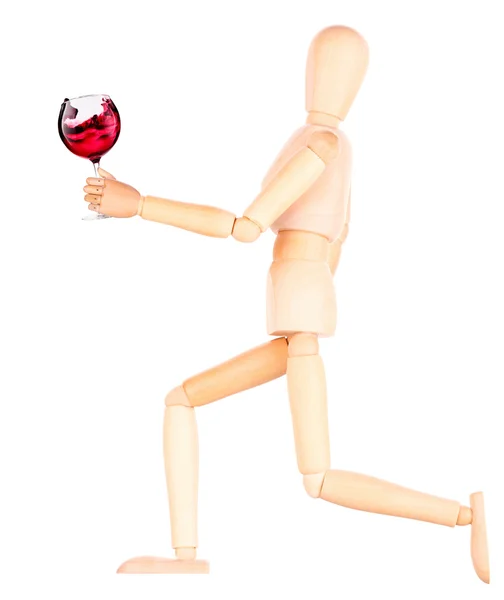 Wooden Dummy with wine — Stock Photo, Image
