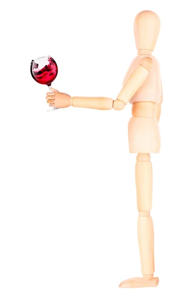Mannequin en bois avec vin — Photo