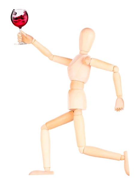 Wooden Dummy with wine — Stock Photo, Image