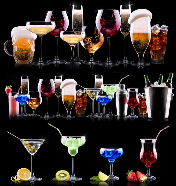 Различные алкогольные напитки — стоковое фото
