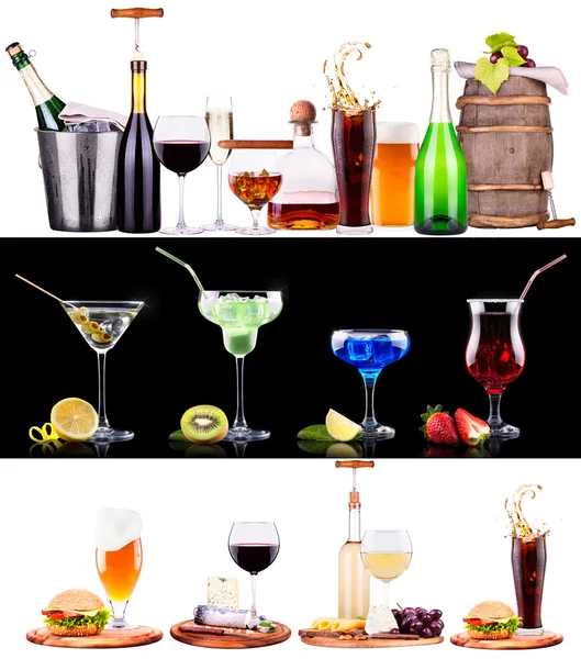 Διαφορετικές αλκοόλ ποτά σύνολο — Φωτογραφία Αρχείου