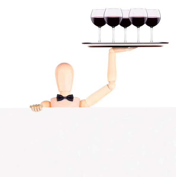 Biznesmen z banerów i wina — Zdjęcie stockowe