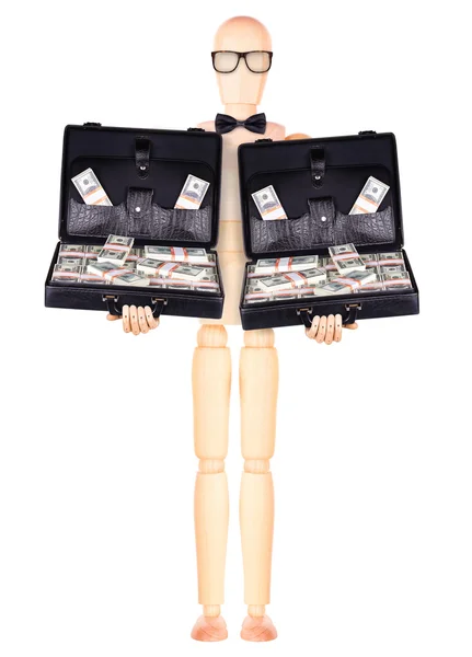 Businessman holding  case with money — Stock Photo, Image