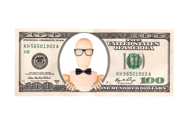 木のダミー大統領と芸術的なドル紙幣 — ストック写真