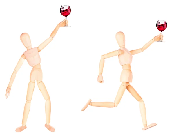 Wooden Dummy with wine — Stock Photo, Image