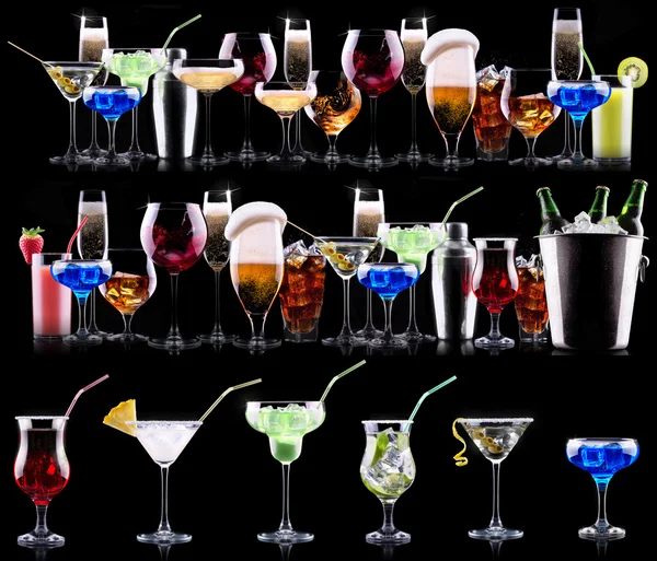 Diferente conjunto de bebidas alcohólicas — Foto de Stock