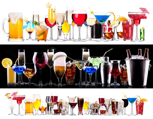 Set verschiedener alkoholischer Getränke und Cocktails — Stockfoto