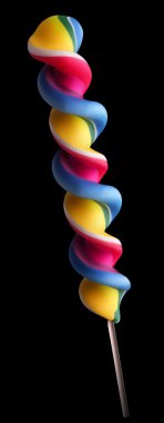 siyah arka plan üzerine parlak renkli lolipop