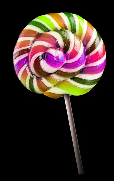 Lollipop colorido brillante sobre fondo negro — Foto de Stock