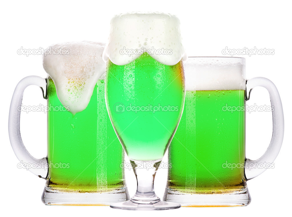 green beer isolated on a white