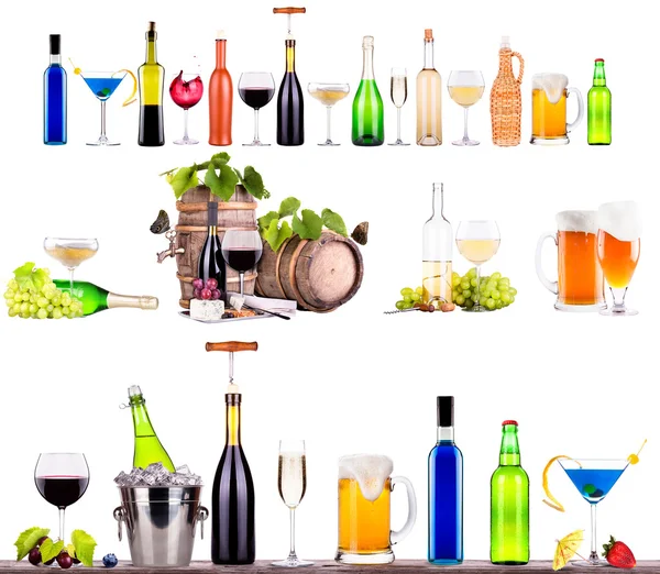 Diferente conjunto de bebidas alcohólicas — Foto de Stock