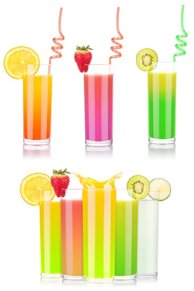 Tasty summer fruit drinks in glass with splash — Stock Photo, Image