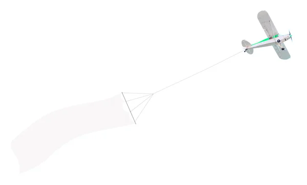 Одномоторный самолет со знаменем — стоковое фото
