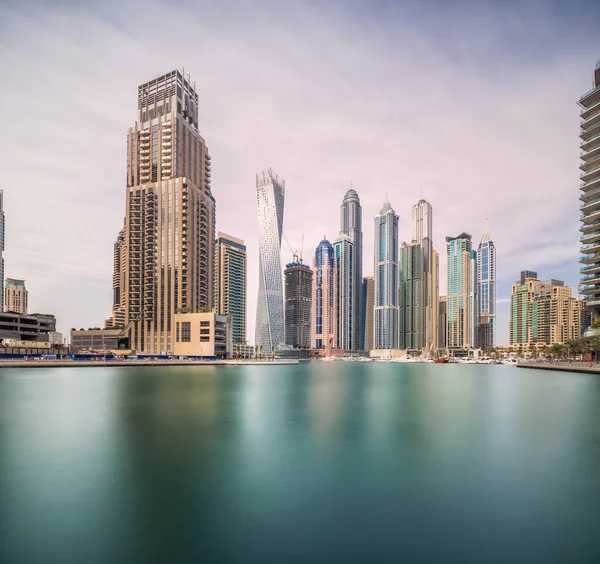Modern Buildings Dubai Marina Bay Clear Sky Sunny Day Uae — Stock Photo, Image