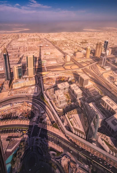 View Sheikh Zayed Road Skyscrapers Dubai Downtown Burj Khalifa Duba — Stock Photo, Image