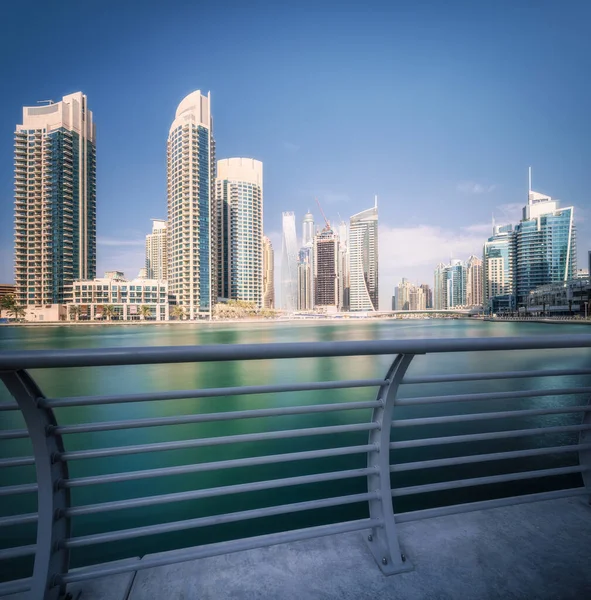 Modern Buildings Dubai Marina Bay Clear Sky Sunny Day Uae — Stock Photo, Image