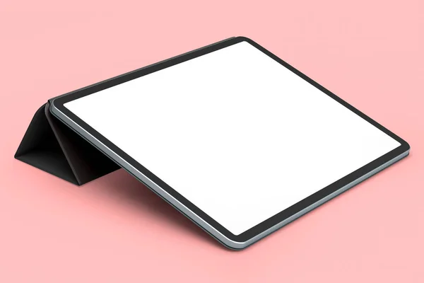 Tableta Ordenador Con Funda Aislada Sobre Fondo Rosa Concepto Renderizado — Foto de Stock