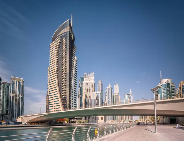 Modern Buildings Dubai Marina Bay Bridge Day View Uae — Stock Photo, Image