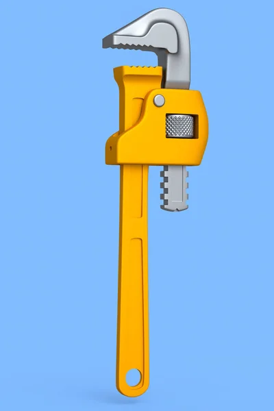 Ayarlanabilir Boru Anahtarı Anahtar Tesisatı Cihazı Mavi Arka Planda Izole — Stok fotoğraf