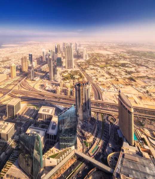 Vista Dos Arranha Céus Sheikh Zayed Road Centro Dubai Burj — Fotografia de Stock