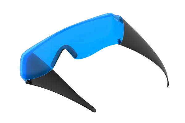 Skyddsblå Plast Tandläkare Glasögon Eller Glasögon Isolerad Vit Bakgrund Render — Stockfoto