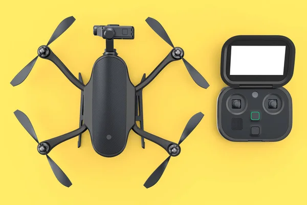 Foto Video Drone Elicottero Quad Con Action Camera Remoto Sfondo — Foto Stock