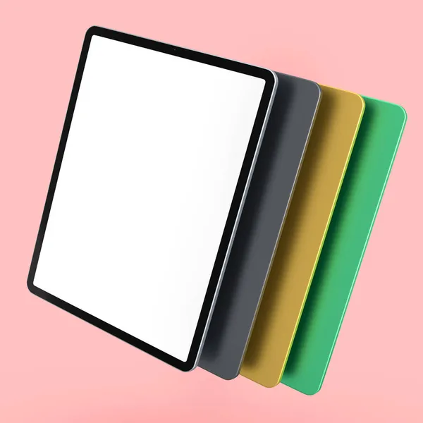 Conjunto Tabletas Ordenador Con Funda Pantalla Blanco Aislada Sobre Fondo — Foto de Stock