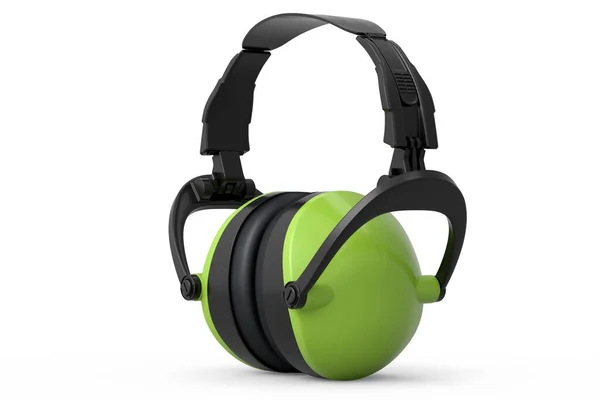 Grüne Kopfhörer Schutzhüllen Isoliert Auf Weißem Hintergrund Rendering Und Illustration — Stockfoto