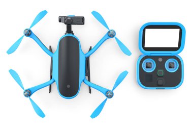 Kamera ve uzaktan kumandalı uzaktan kumandalı uzaktan kumandalı uzaktan kumandalı dört kişilik helikopter. Dağıtım ya da hava fotoğrafçılığı için 3B aygıt hazırlayıcı