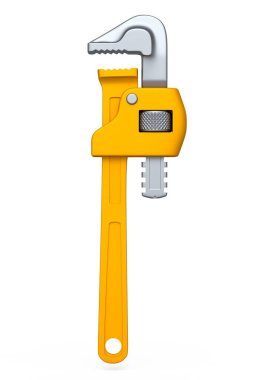 Ayarlanabilir boru anahtarı, anahtar ya da su tesisatı aracı beyaz arka planda izole edilmiş. Marangozluk işi veya ahşap araçları için 3d görüntüleme ve illüstrasyon