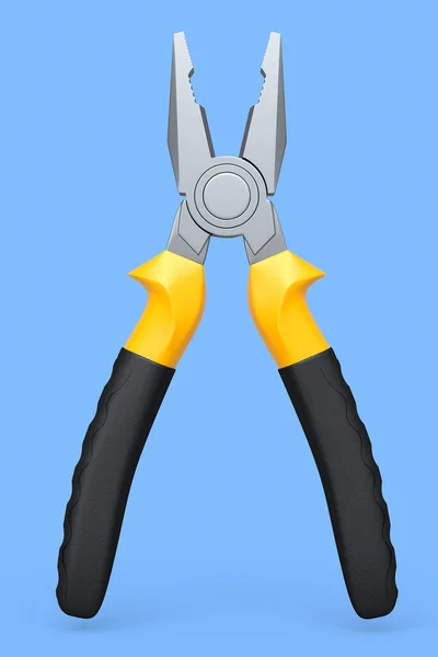Alicate de ferramenta mão amarelo para reparação e instalação em fundo azul — Fotografia de Stock