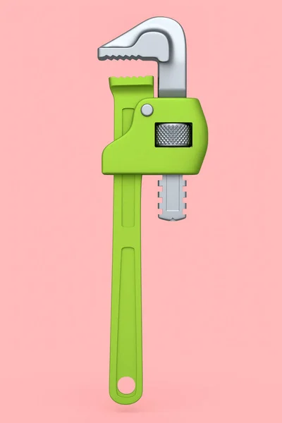 Ρυθμιζόμενο Κλειδί Σωλήνα Κλειδί Υδραυλικό Εργαλείο Απομονώνονται Ροζ Φόντο Καθιστούν — Φωτογραφία Αρχείου