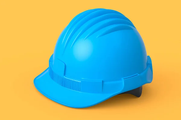 Casque Sécurité Bleu Capuchon Dur Isolé Sur Fond Jaune Rendu — Photo