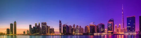 Stadsbilden Dubai Och Panoramautsikt Över Business Bay Med Reflektion Skyskrapor — Stockfoto