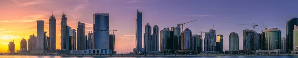 Cityscape Dubai Panoramisch Uitzicht Van Business Bay Met Weerspiegeling Van — Stockfoto