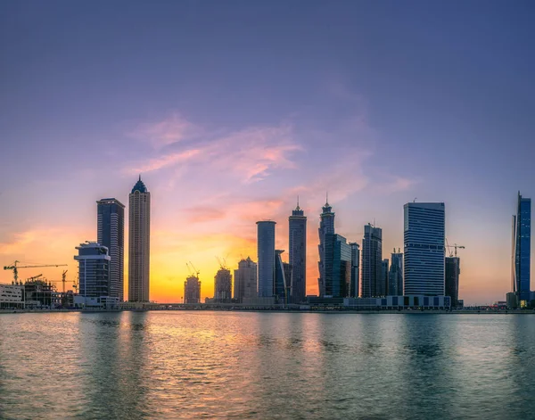 Cityscape Του Ντουμπάι Και Πανοραμική Θέα Του Business Bay Αντανάκλαση — Φωτογραφία Αρχείου