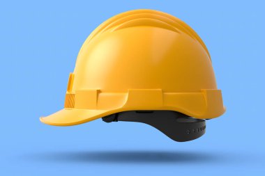 Yellow safety helmet or hard cap isolated on blue background