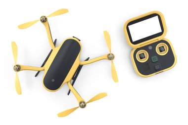 Fotoğraf ve video drone ya da hareket kamerası ve uzaktan kumandalı dört kişilik helikopter