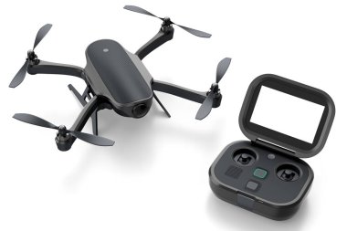 Kamera ve uzaktan kumandalı uzaktan kumandalı uzaktan kumandalı uzaktan kumandalı dört kişilik helikopter. Dağıtım ya da hava fotoğrafçılığı için 3B aygıt hazırlayıcı