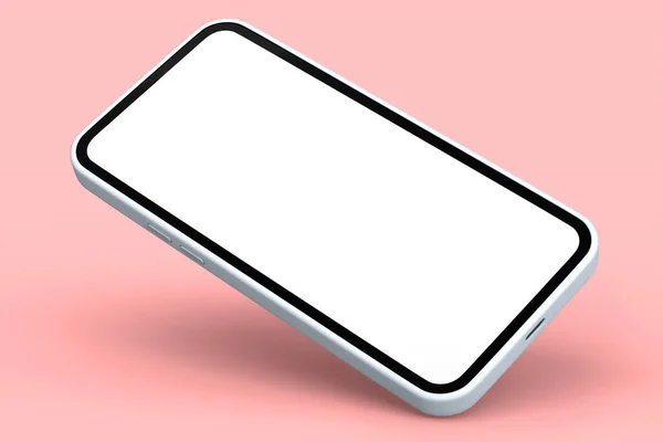 Smartphone Prata Realista Com Tela Branca Branco Isolado Fundo Rosa Fotos De Bancos De Imagens