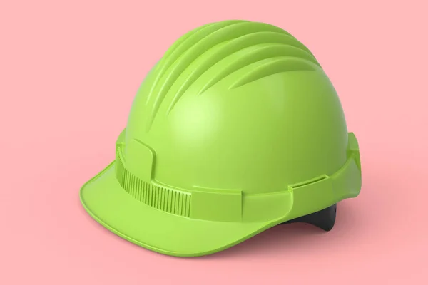 Casco de seguridad verde o tapa dura aislada sobre fondo rosa — Foto de Stock
