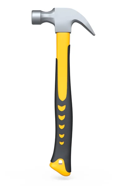 Schwarz-gelber Hammer mit gummiertem Griff, isoliert auf weißem Hintergrund — Stockfoto