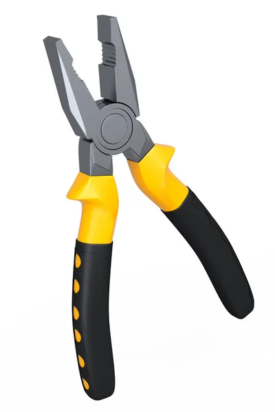 Pinces à outils à main jaunes pour réparation et installation sur fond blanc — Photo