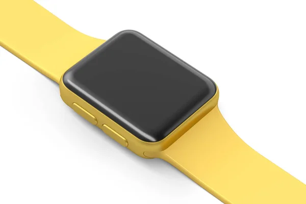 Beyaz Arka Planda Altın Şeritli Paslanmaz Altın Akıllı Saat Giyilebilir — Stok fotoğraf