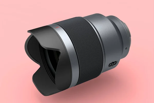 Moderne Niet Bestaande Zilveren Dslr Macro Camera Lens Roze Achtergrond — Stockfoto