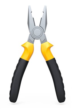 Sarı el alet kerpeteni beyaz arka planda izole edilmiş. Onarım ve kurulum için aracın 3d görüntüleme ve resimlemesi