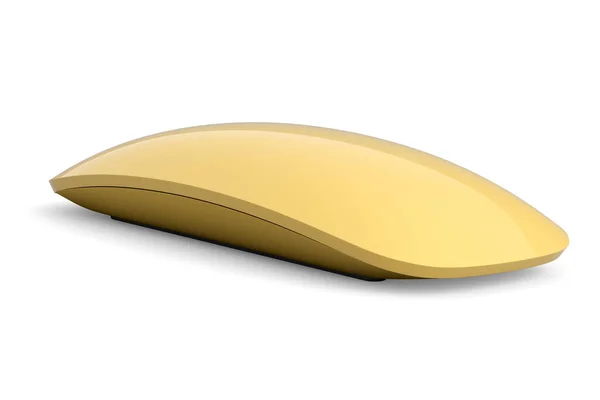 Realistico Mouse Computer Oro Con Tocco Isolato Sfondo Nero Rendering — Foto Stock